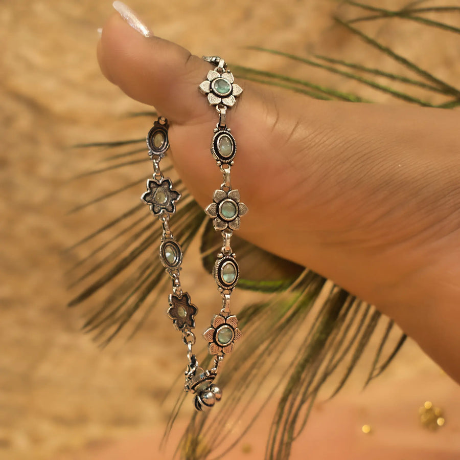 Amanat – Harit Chhaya Anklet | Oxidised German Silver Traditional Payal for Women