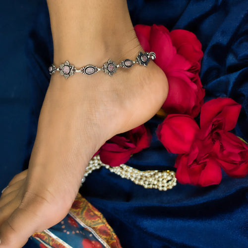 Amanat – Phool Gulab Anklet | Oxidised German Silver Traditional Payal for Women