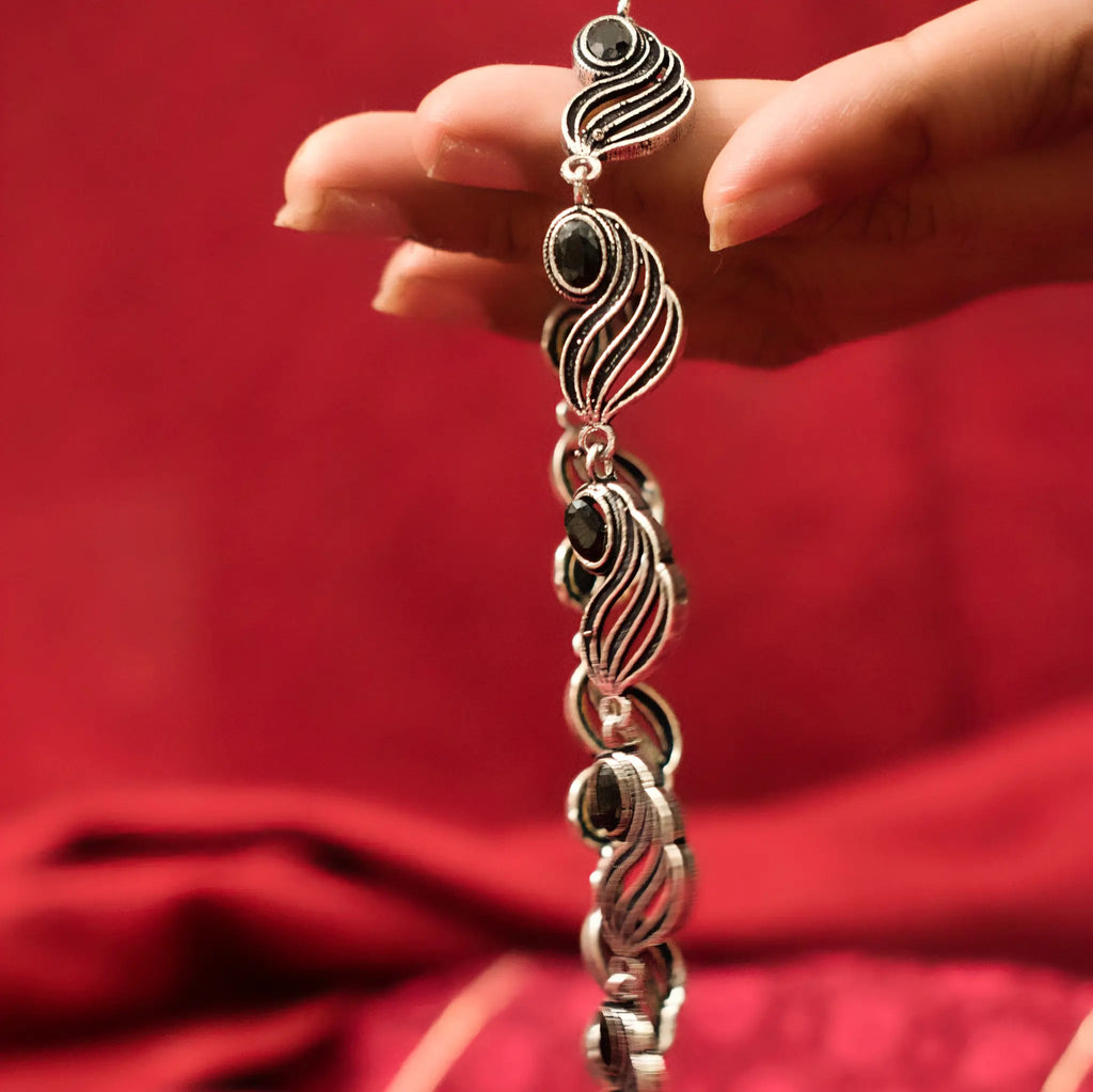 Dharohar – Aanchal Anklet | Oxidised German Silver Heritage Payal for Women