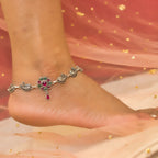 Komal Kairi Anklet | Oxidised German Silver Payal with Stones for Women