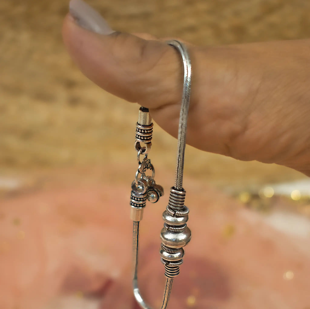 Thaam Anklet | Oxidised German Silver Minimal Payal for Women